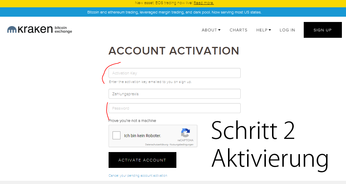 Kraken.com Aktivierung